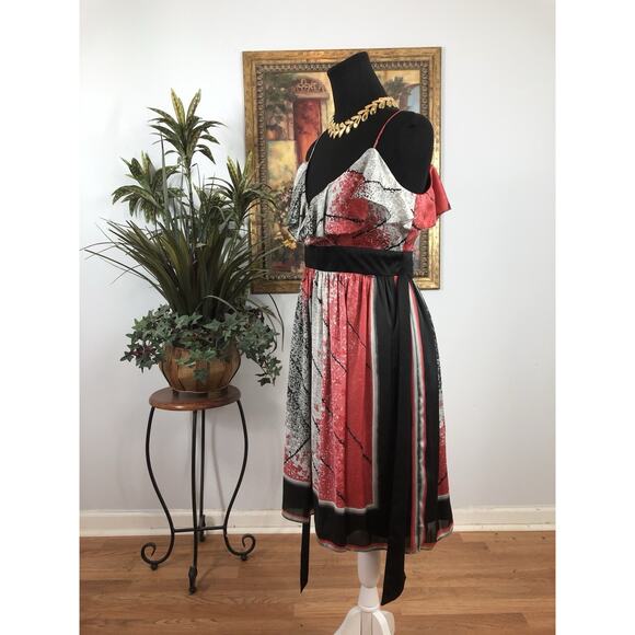 BCBG Women Dress Sz 6 A-Line Pullover Barbiecore Sleeveless Ruffle Neck Y2K Boho - Picture 5 of 9